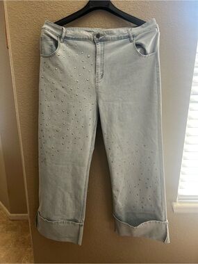 ✨ 2 Fly Co. Rhinestone Embellished Cuffed Jeans - Size 3X ✨